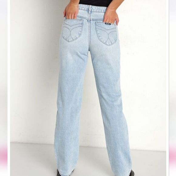 Rolla's 31 Classic Straight Courtney  High Rise Button Fly Blue Denim Jeans - Picture 2 of 13